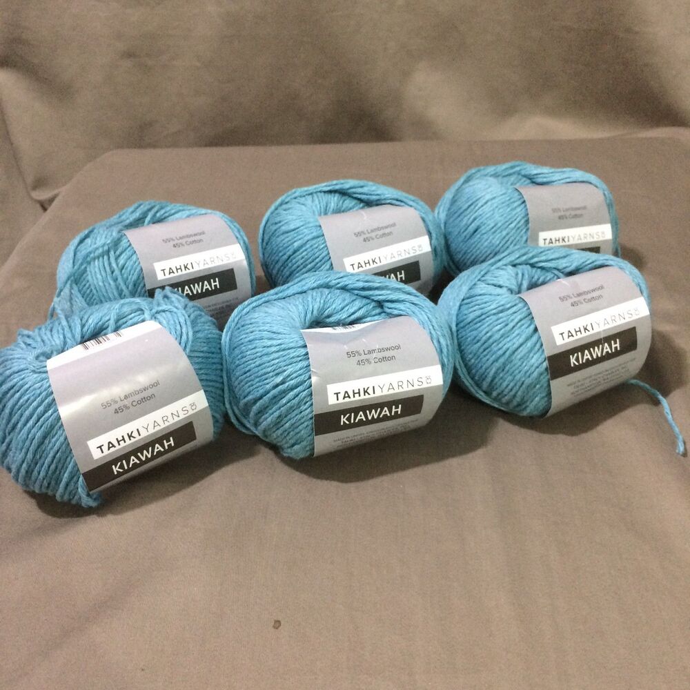Tahki Yarns Kiawah Robins Egg Blue Lambswool Cotton Blend Lot Of 6 Skeins